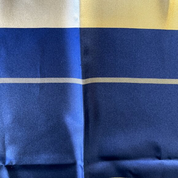 Vintage Burberrys of London Silk Scarf – Navy & Gold Geometric Border - Picture 6 of 11